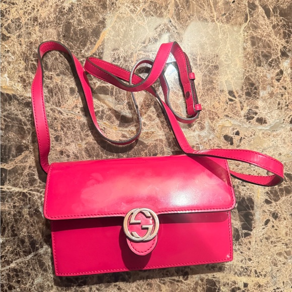 Gucci Red Leather wallet bag with trap - Picture 8 of 9